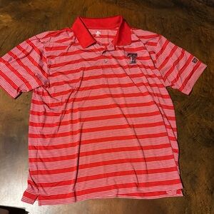 Red Striped Polo Shirt with Logo